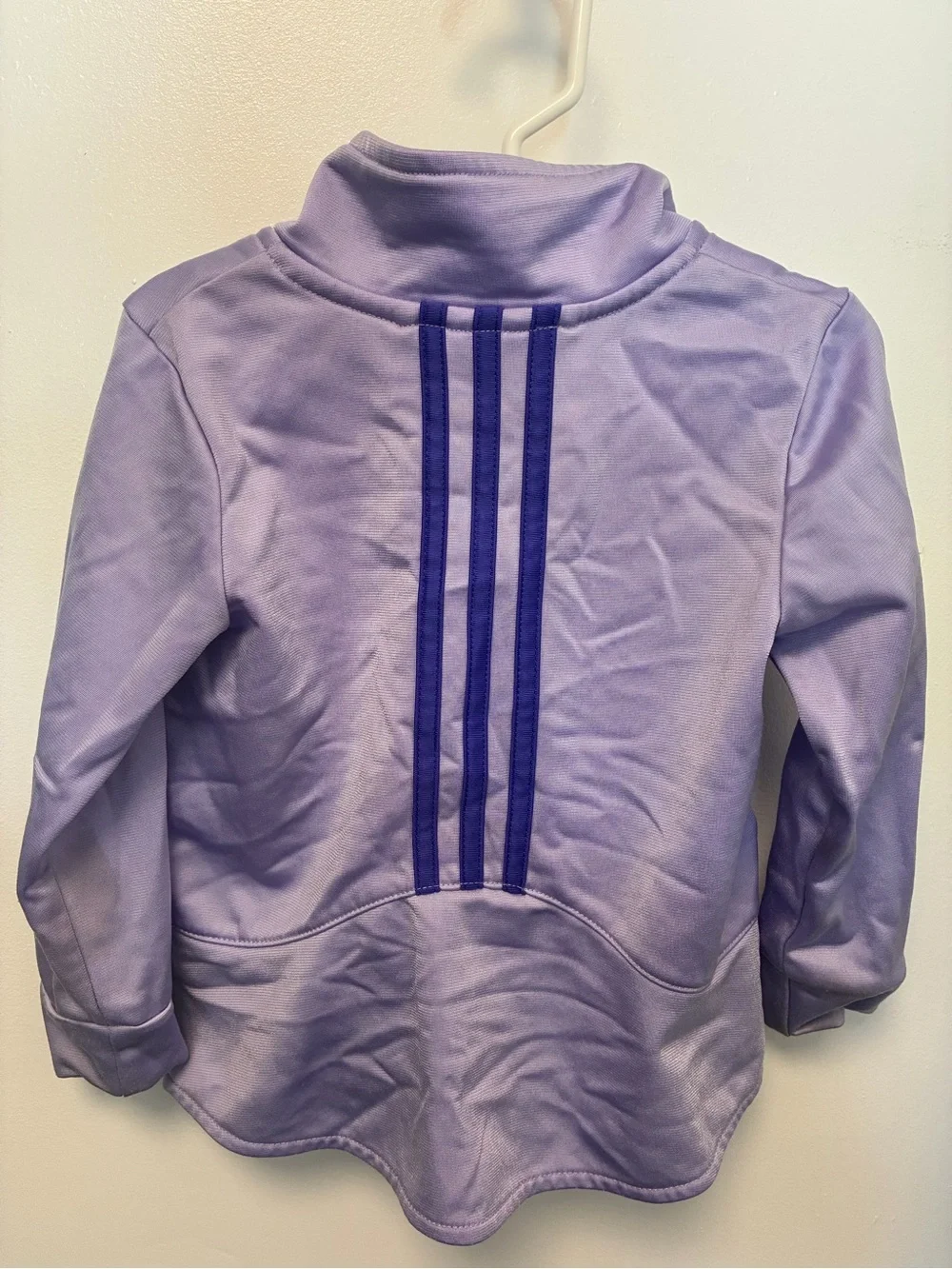 adidas Lavender Full-Zip Track Jacket with Contrast Purple Zipper, Size 2T